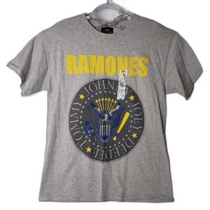 RAMONES Gray Logo Hey Ho Let's Go T Shirt Mens Size Large NEW